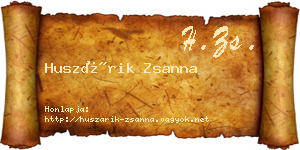 Huszárik Zsanna névjegykártya